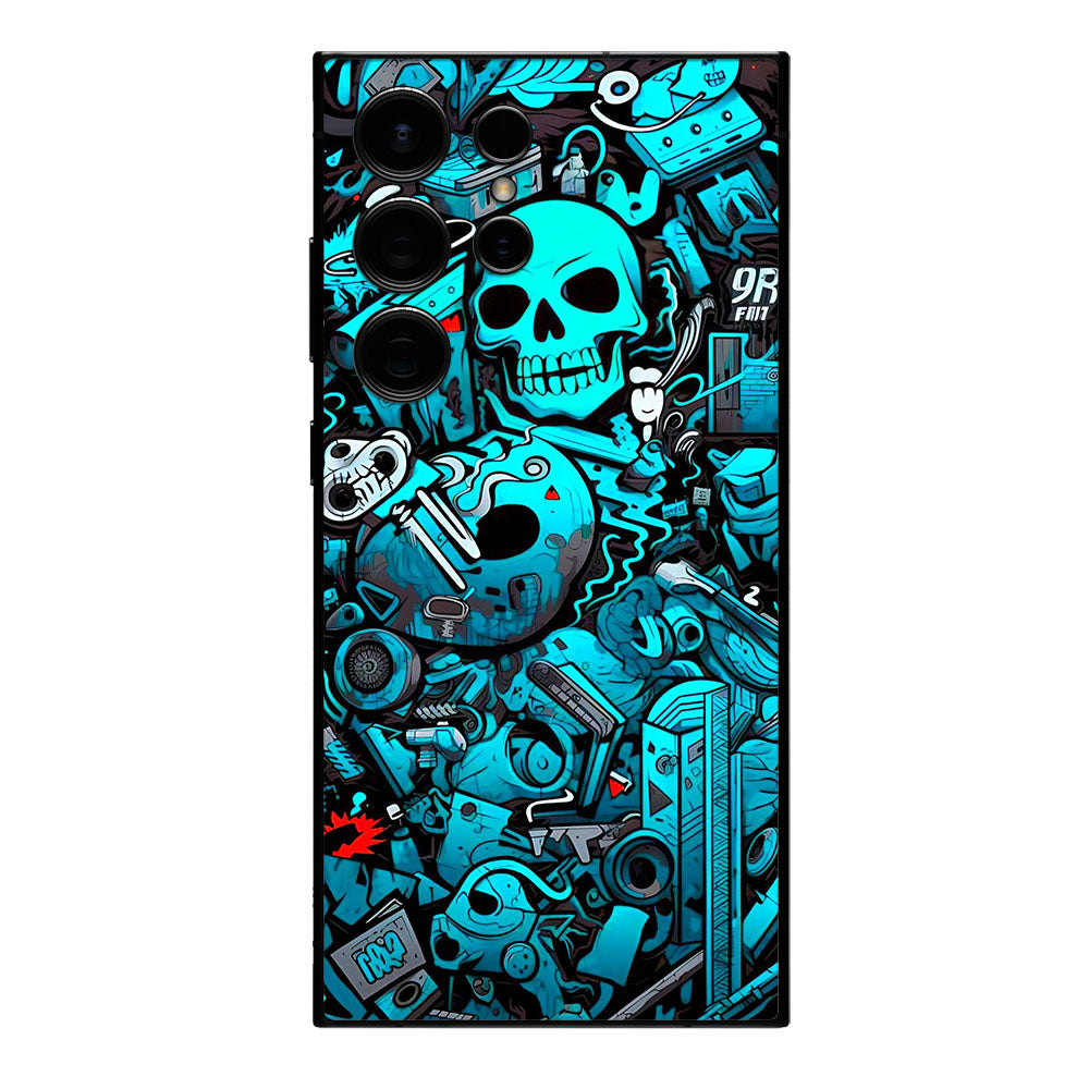 Blue Skull Mobile Skin