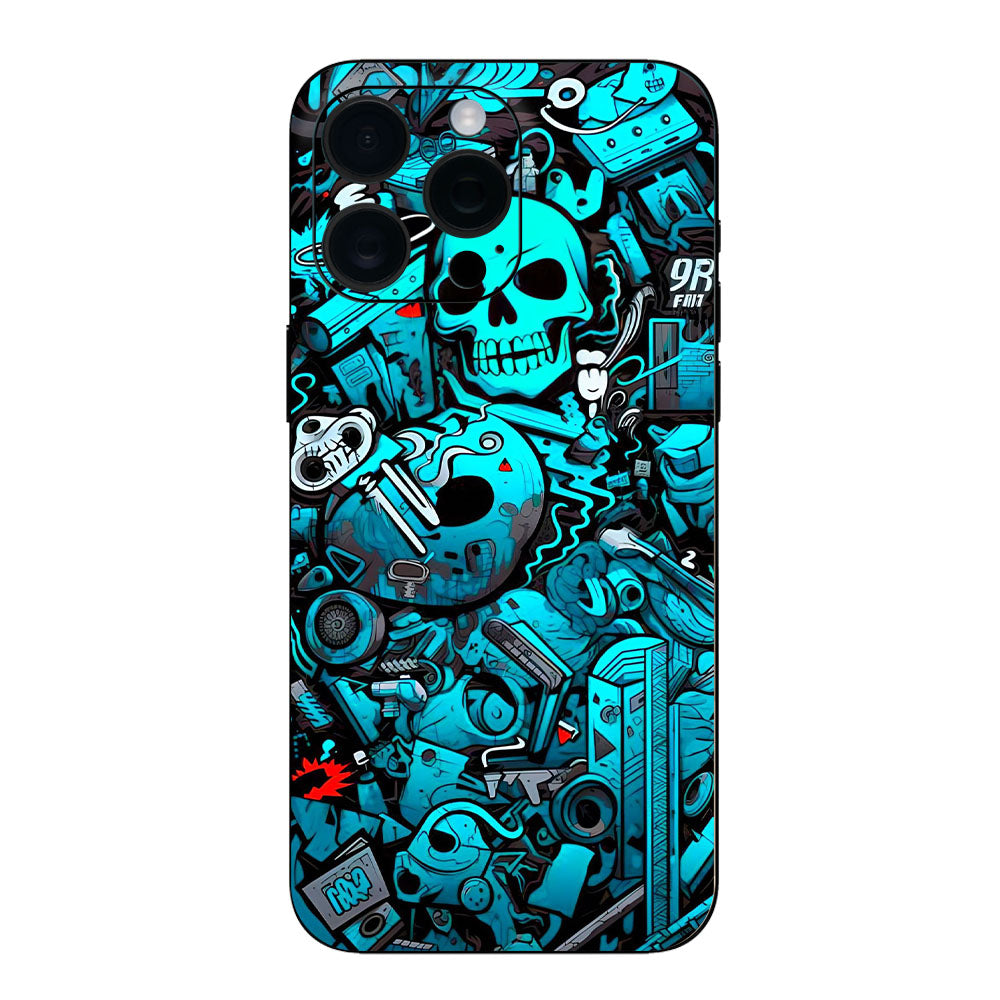 Blue Skull Mobile Skin